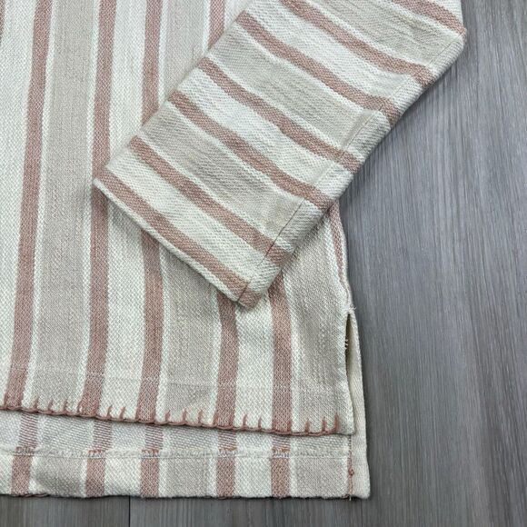 Faherty Day tripper Hoodie Striped Neutral Cotton Oversized Women's Size S Small - Picture 3 of 11